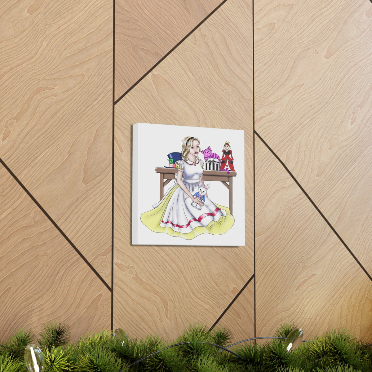 Teenage Alice with White Rabbit Canvas Wall Art - Kawaii Esquire