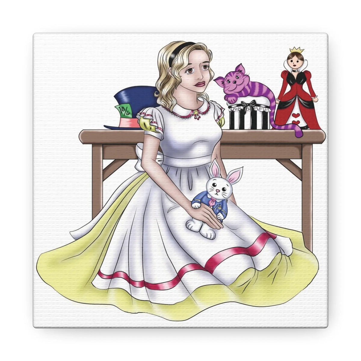 Canvas Wall Art - Teenage Alice with White Rabbit Printify