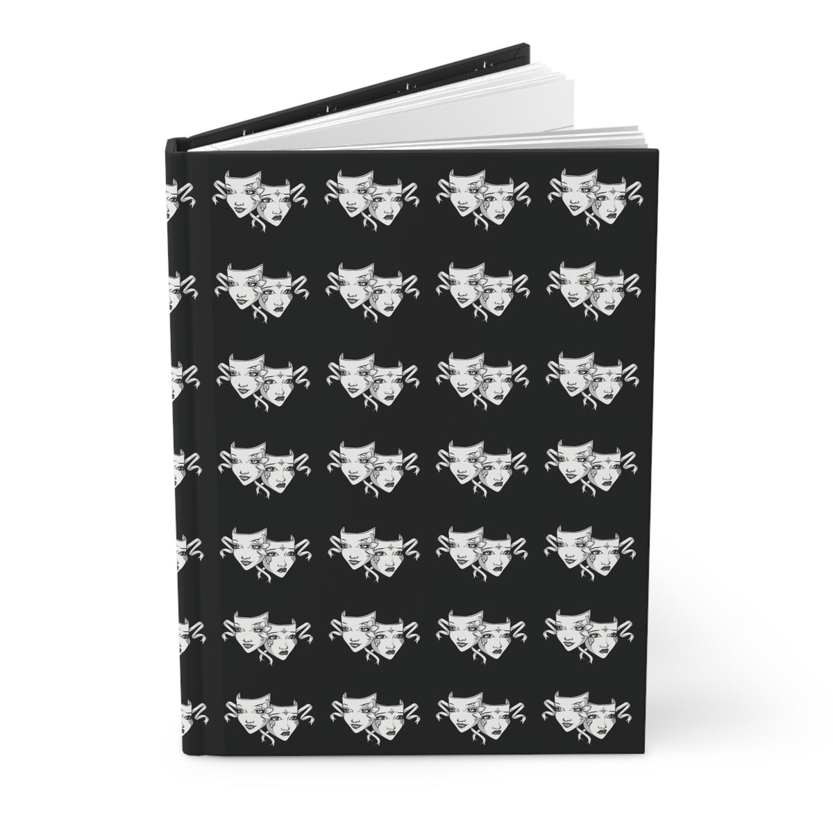 Theatre Mask Pattern Hard Journal - Capture Your Thoughts in Style with this Elegant Notebook