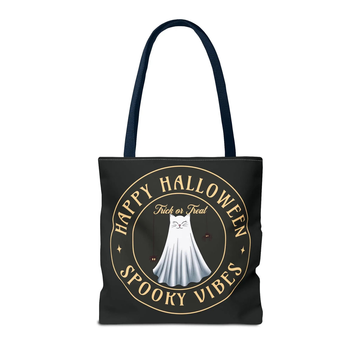 Halloween Tote Bag with Spooky Vibes and Cat Ghost Design Printify