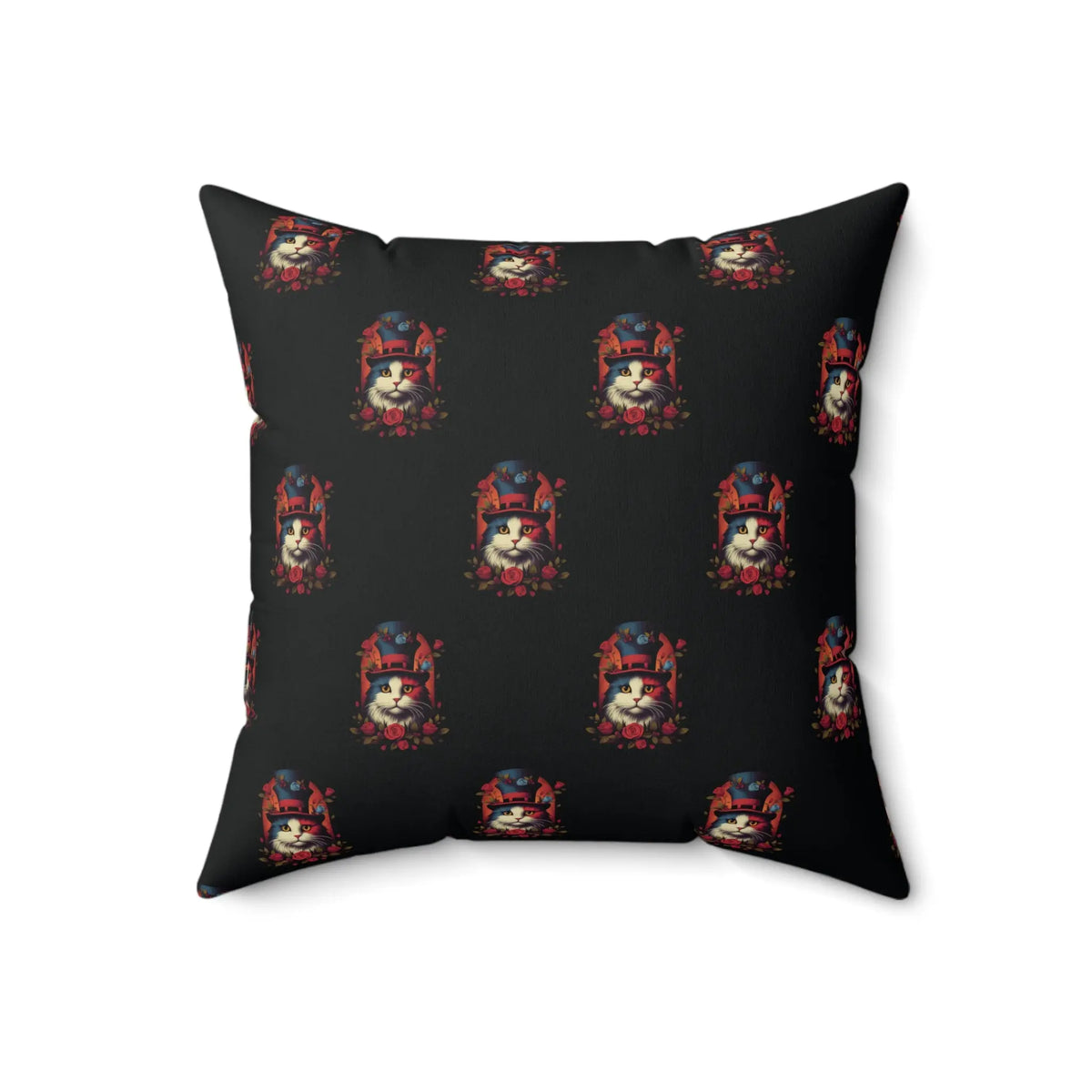 Mysterious Steampunk Cat with Roses Pillow Printify