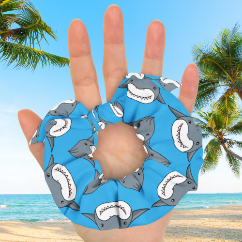 Shark Dumpling Recycled Scrunchie with Bow