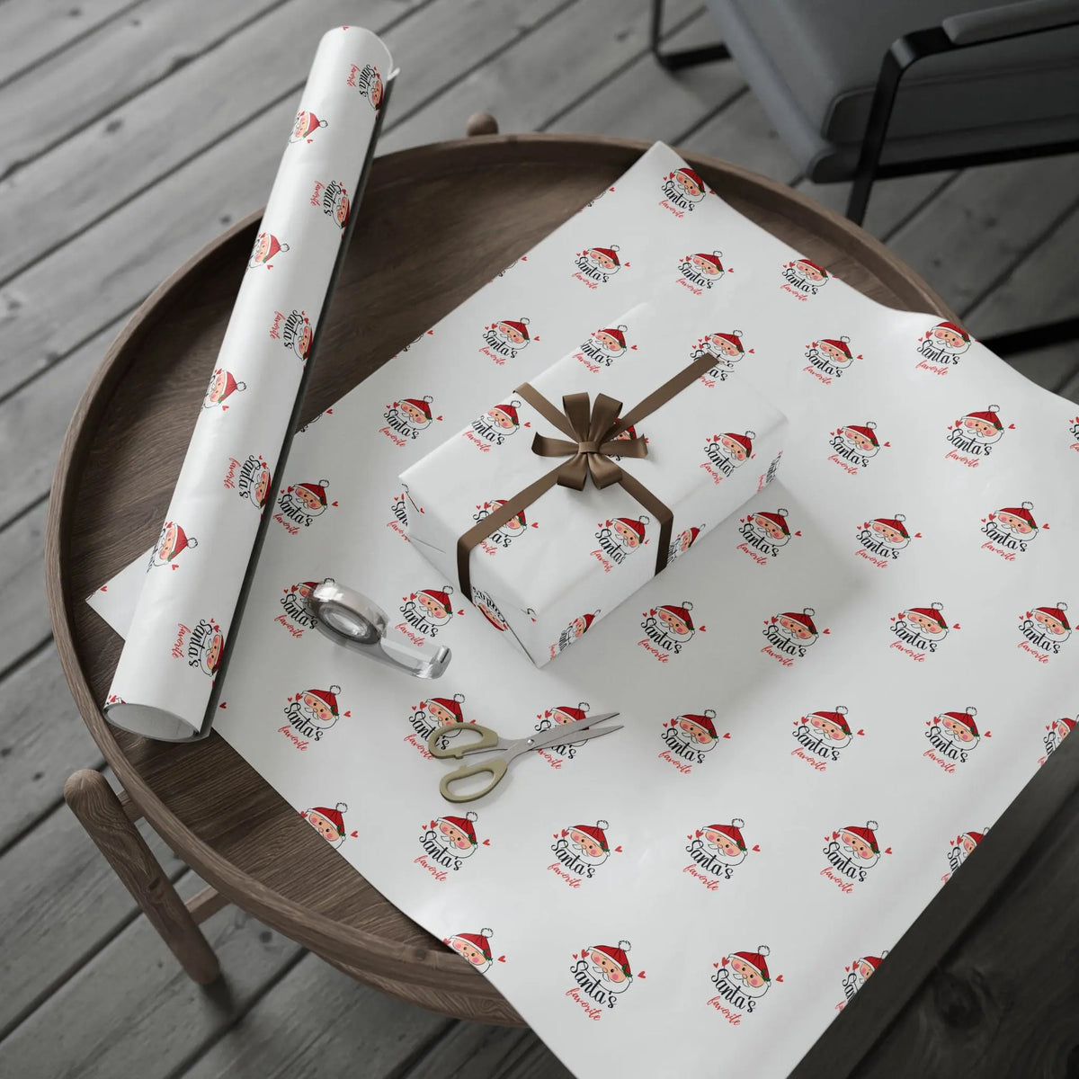 Christmas Wrapping Paper, Santa Dumpling Design - Santa's Favorite Printify