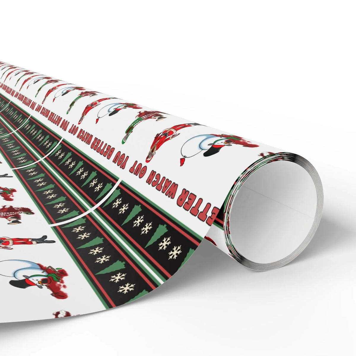 Unwrap the Undead: Zombie Themed Wrapping Paper with Santa, Elf, and Snowman Printify