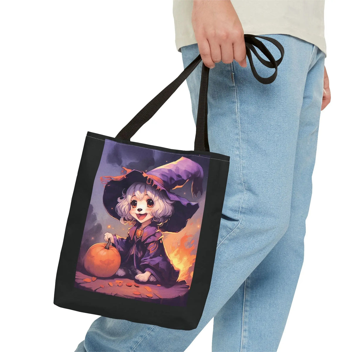 Tote Bag - Happy Shih Tzu Witch Halloween Design Printify