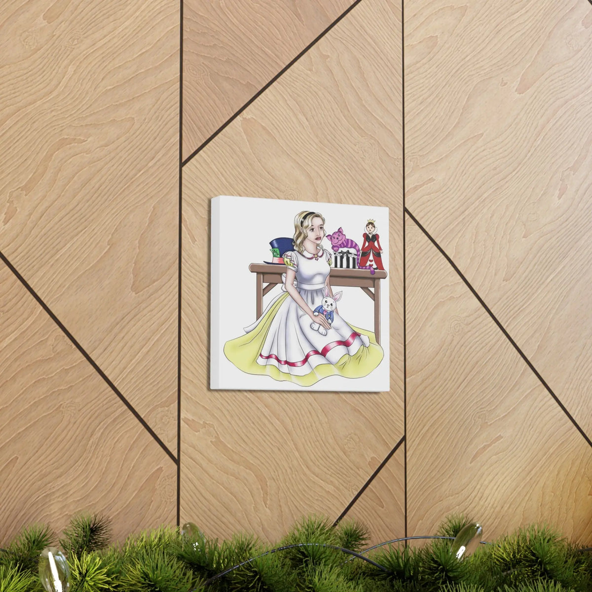 Canvas Wall Art - Teenage Alice with White Rabbit Printify