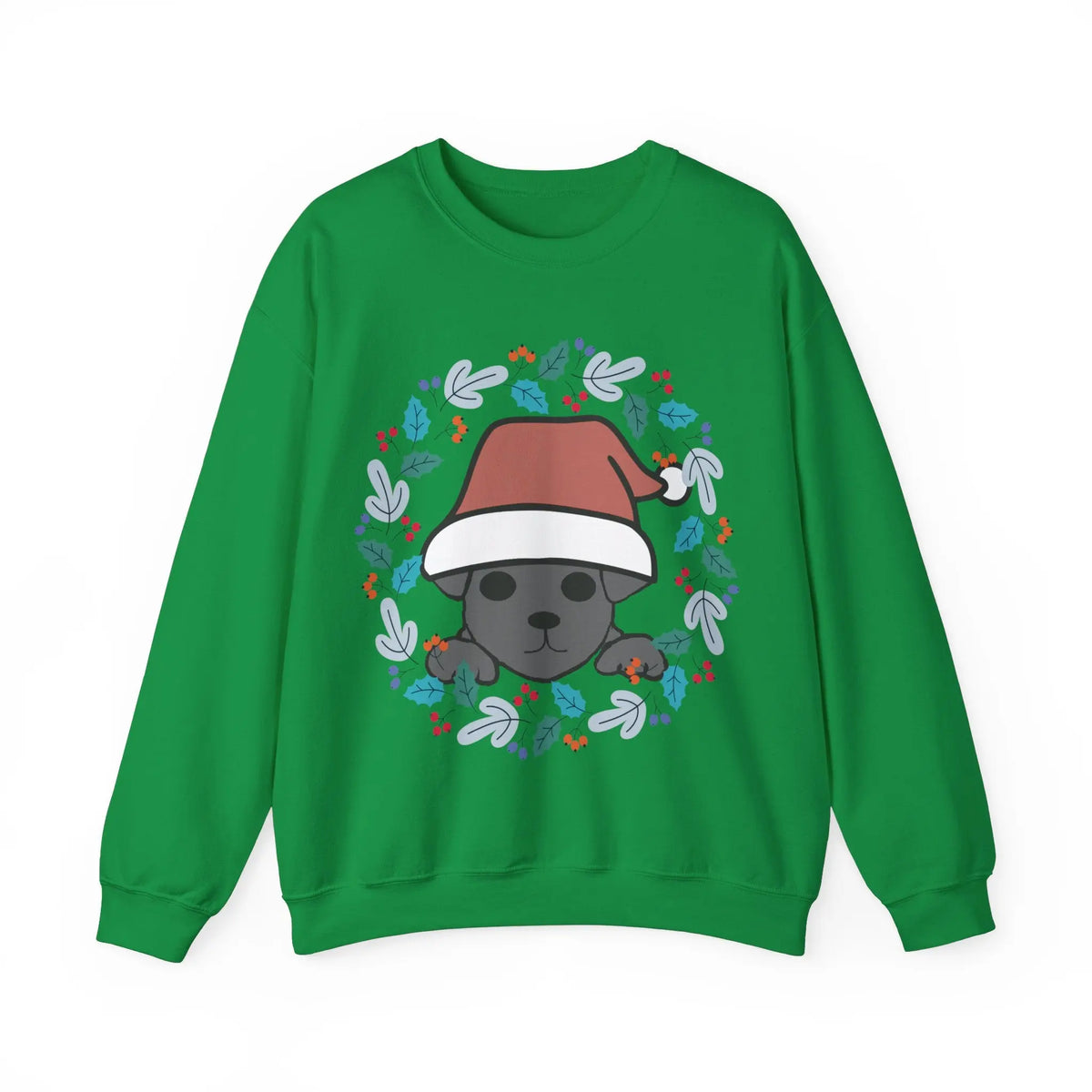 Santa Hat Chiweenie Blue Wreath Sweatshirt - Kawaii Esquire