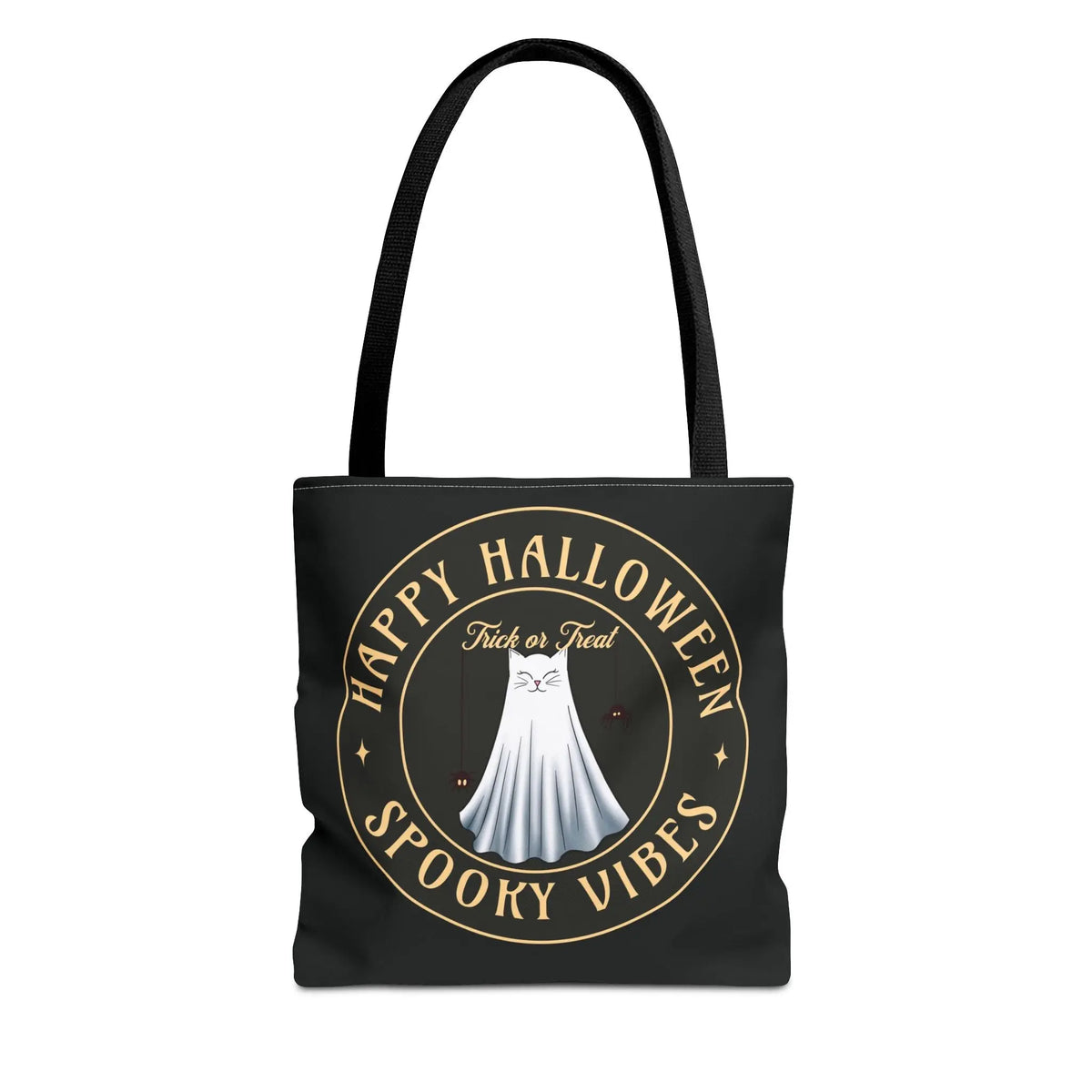 Halloween Tote Bag with Spooky Vibes and Cat Ghost Design Printify