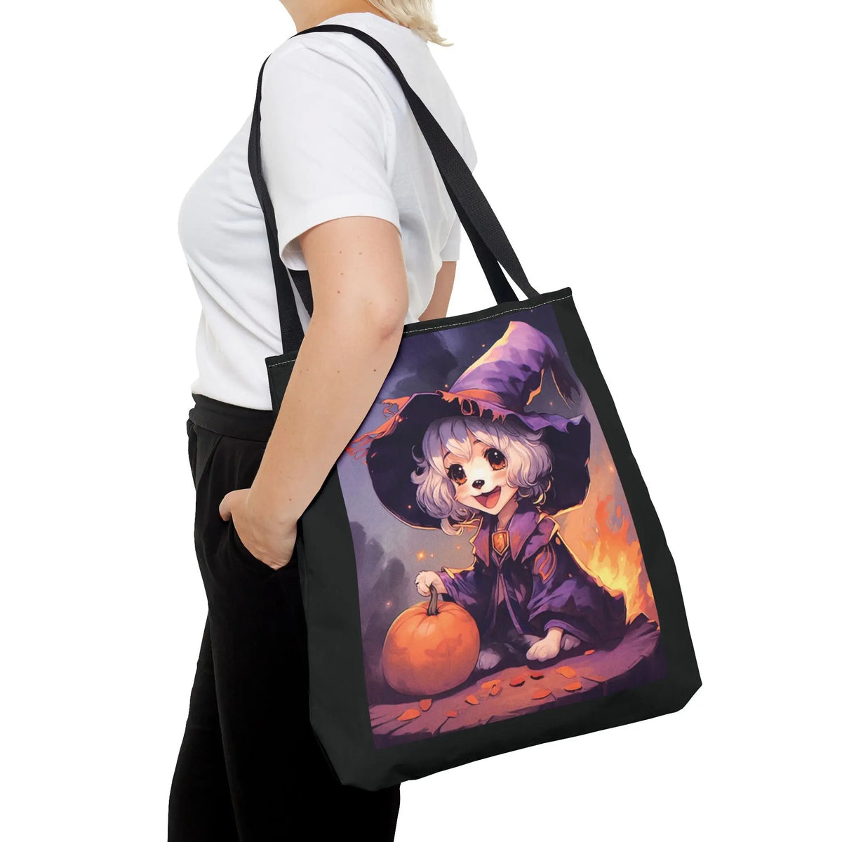 Tote Bag - Happy Shih Tzu Witch Halloween Design Printify