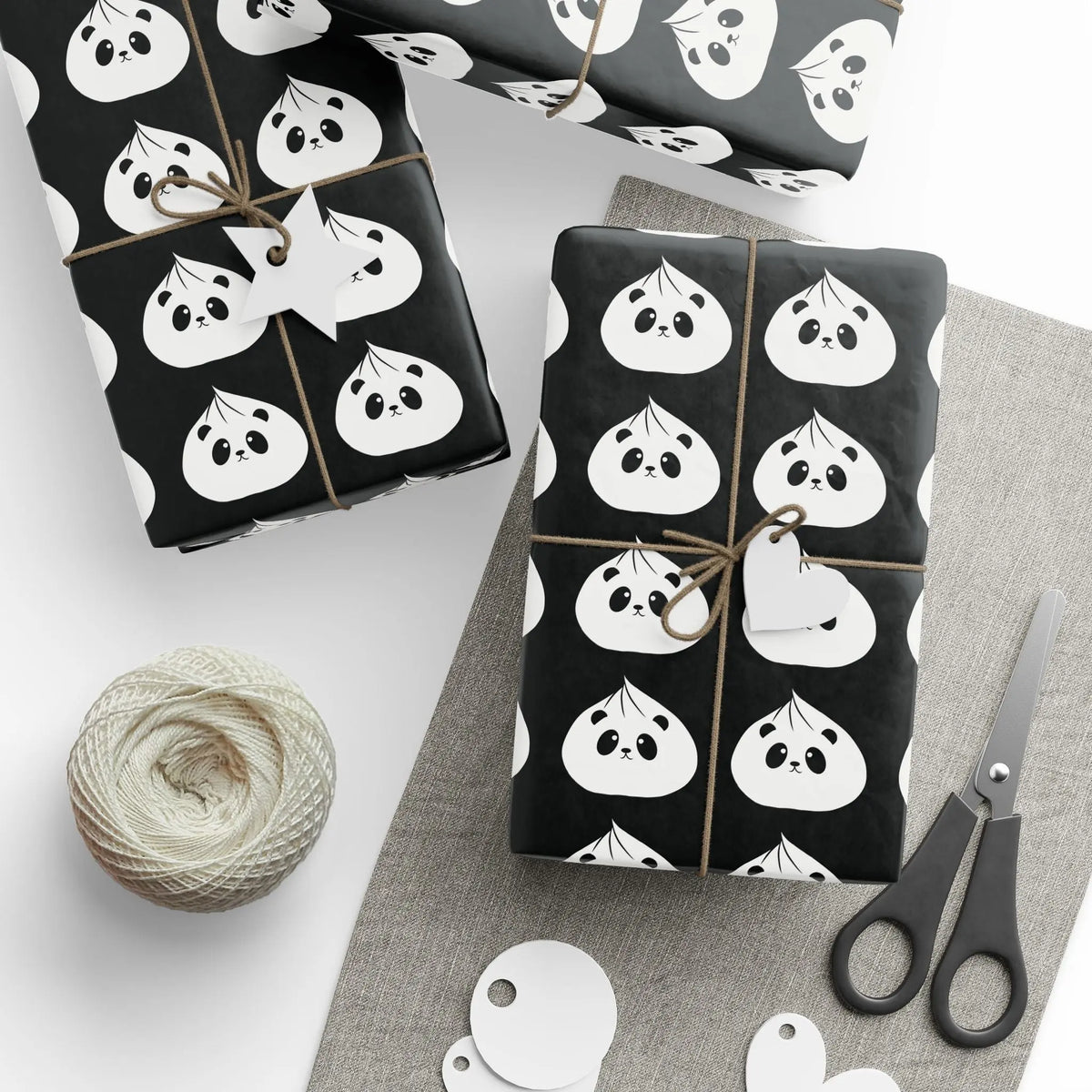 Cute Panda Dumpling Unique Black Wrapping Paper - Make Your Presents Extra Special with this Delightful print! Printify