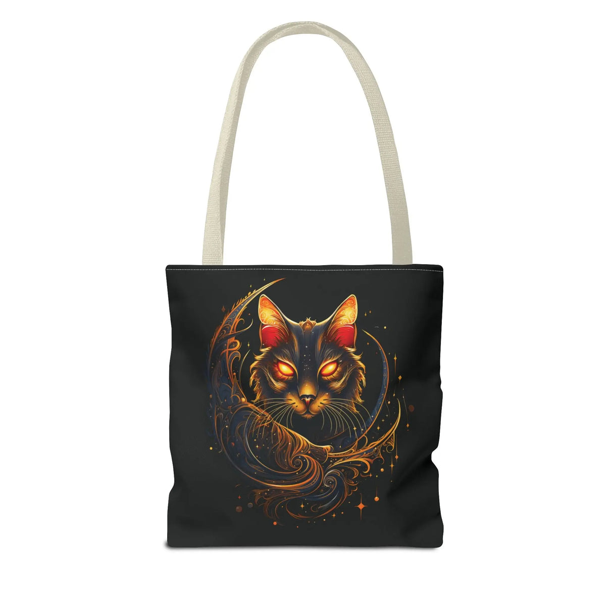 Tote Bag - Butterfly Ears Mystical Glowing Eyed Cat Moon Design Printify