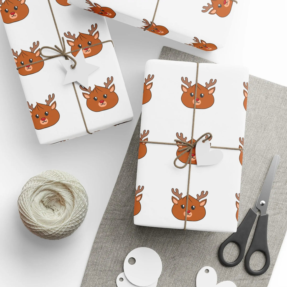 Reindeer Dumpling Cute Wrapping Paper - Unique Holiday Gift Wrap, Various Sizes Printify