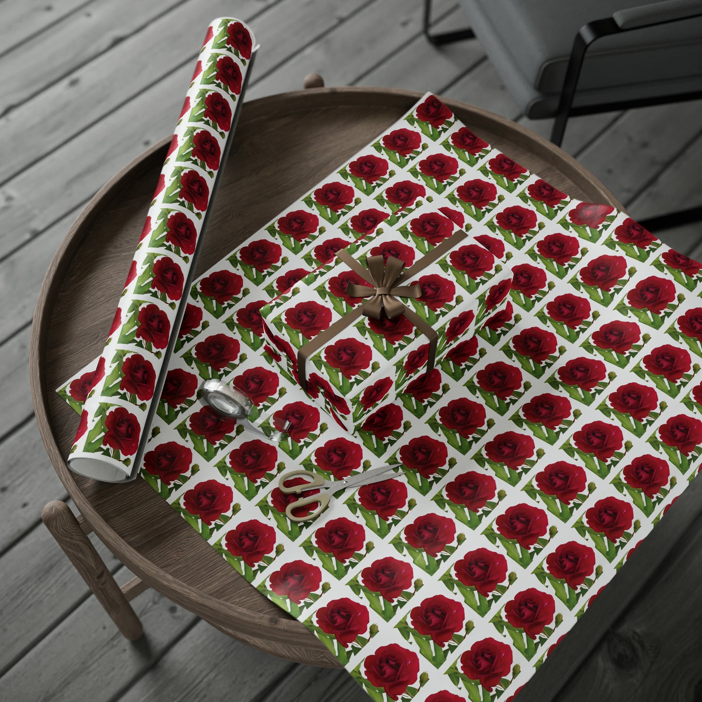 Premium Red Rose Pattern Wrapping Paper