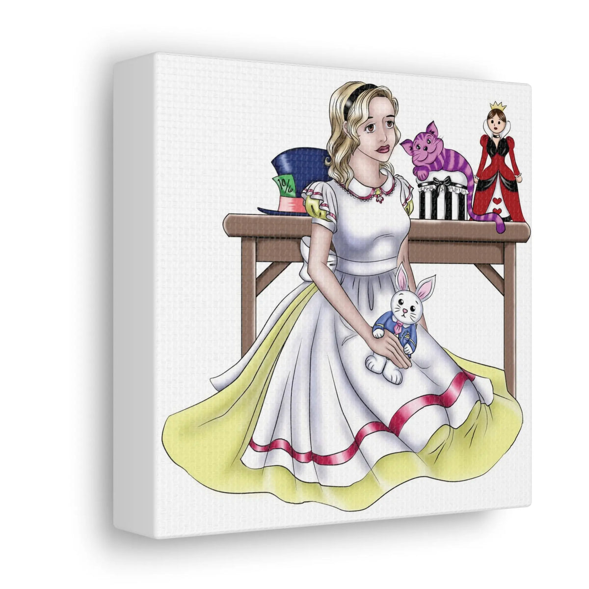 Canvas Wall Art - Teenage Alice with White Rabbit Printify