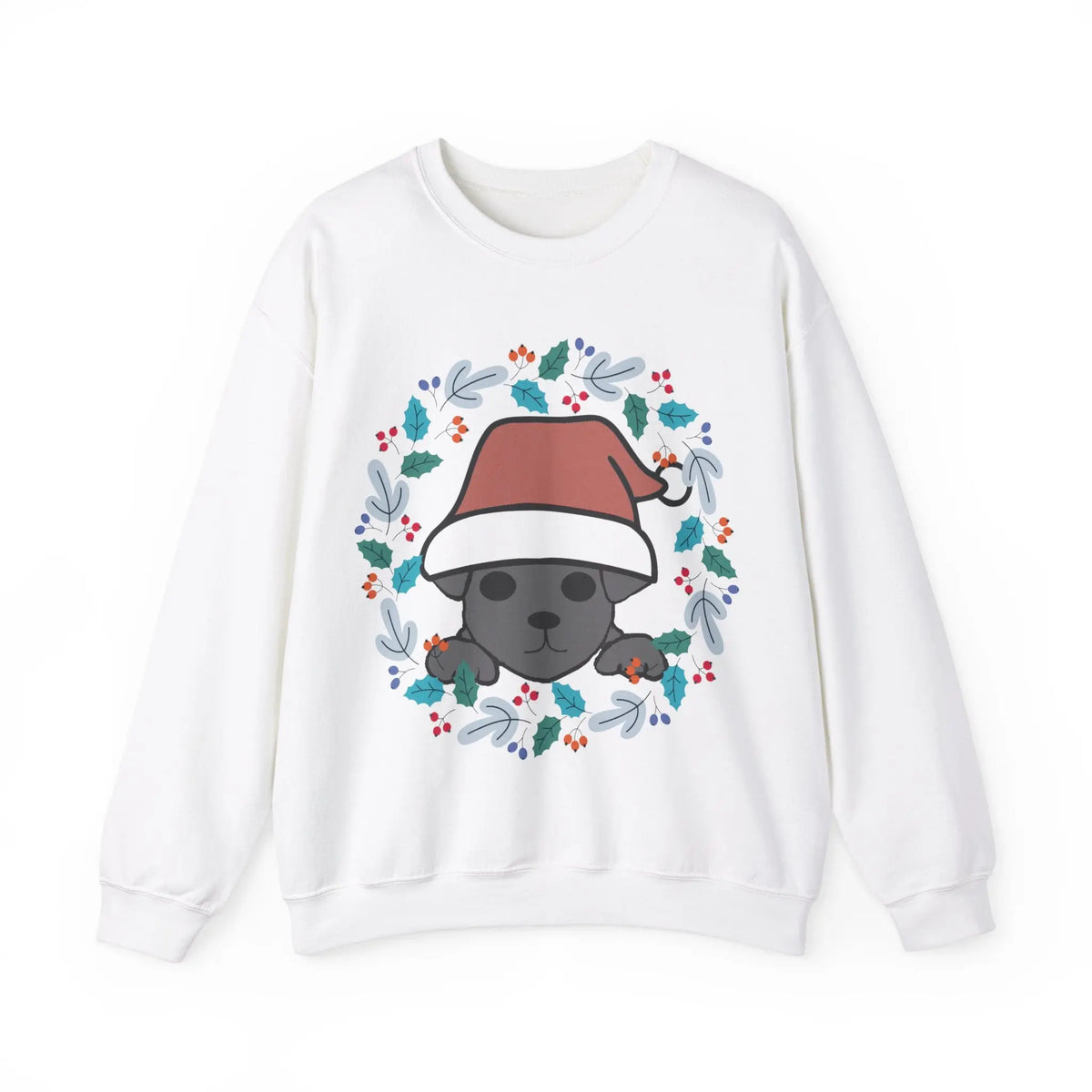 Santa Hat Chiweenie Blue Wreath Sweatshirt - Kawaii Esquire