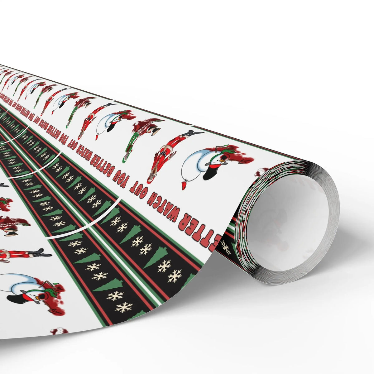 Unwrap the Undead: Zombie Themed Wrapping Paper with Santa, Elf, and Snowman Printify