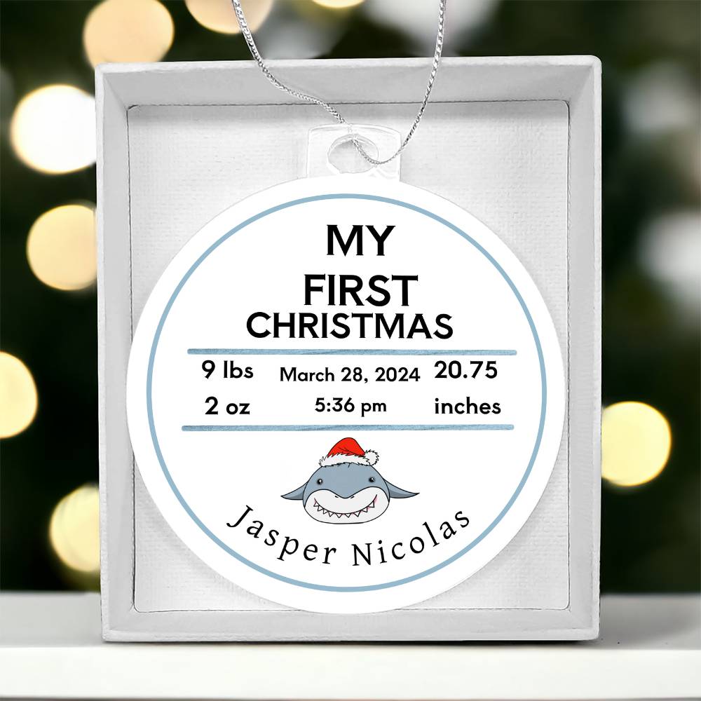 Personalized Baby’s First Christmas Birth Stats Acrylic Ornament