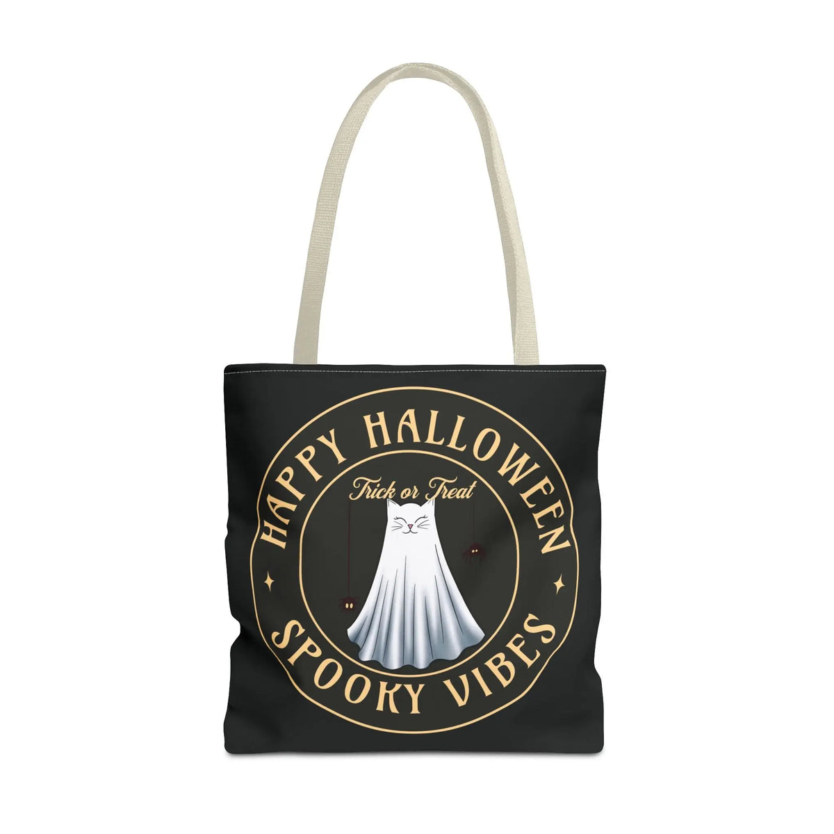 Halloween Tote Bag with Spooky Vibes and Cat Ghost Design Printify