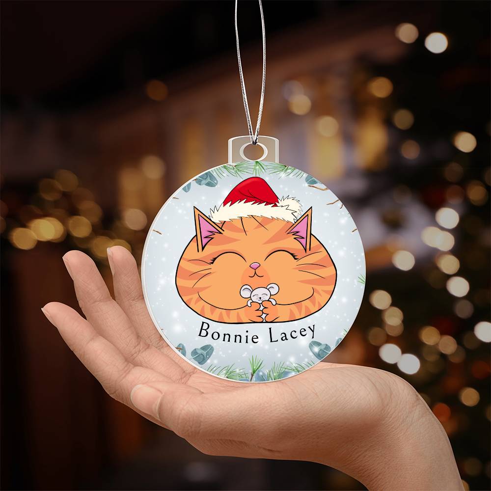Personalized Orange Tabby Cat Christmas Ornament