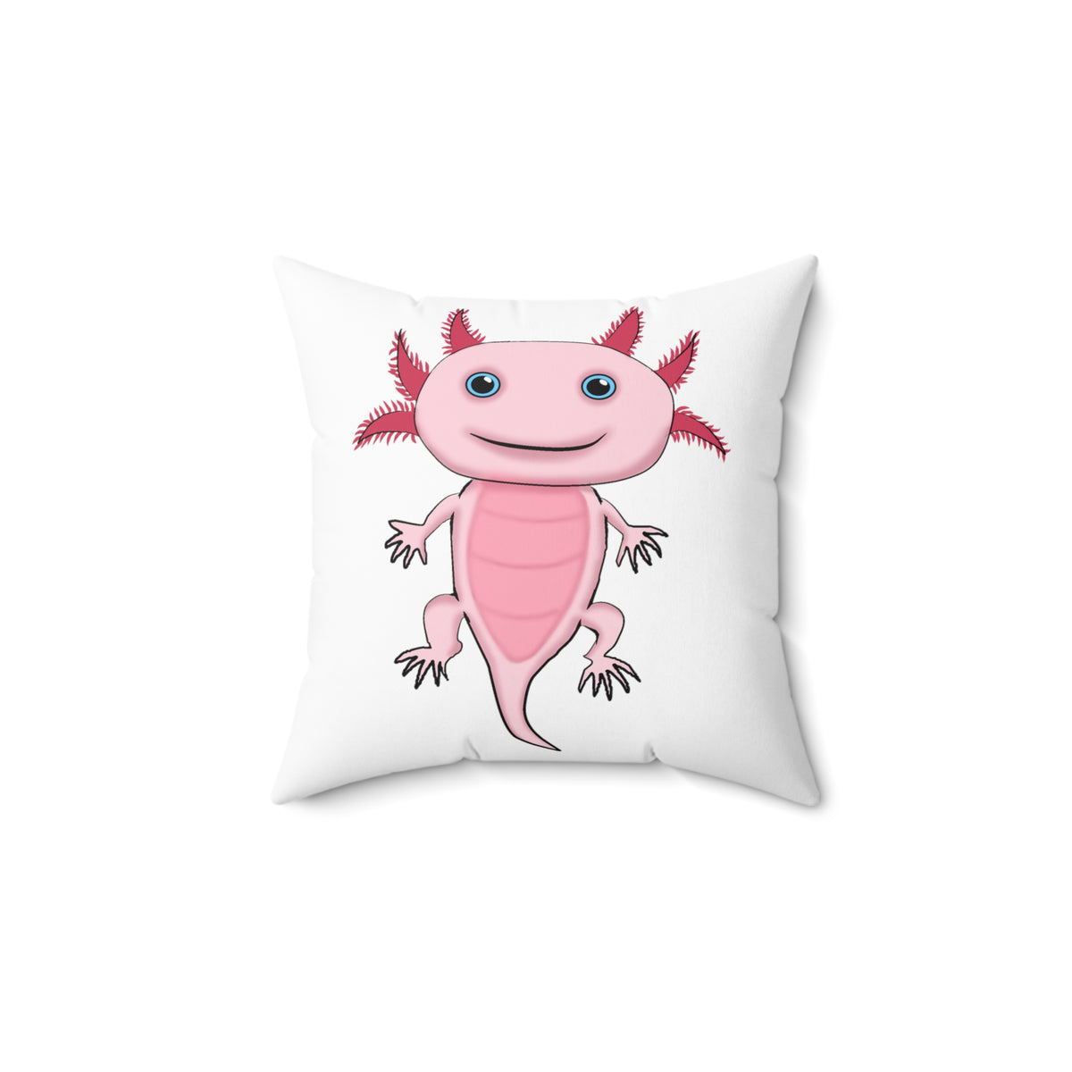 Adorable Pink Axolotl Spun Polyester Square Pillow - Kawaii Esquire