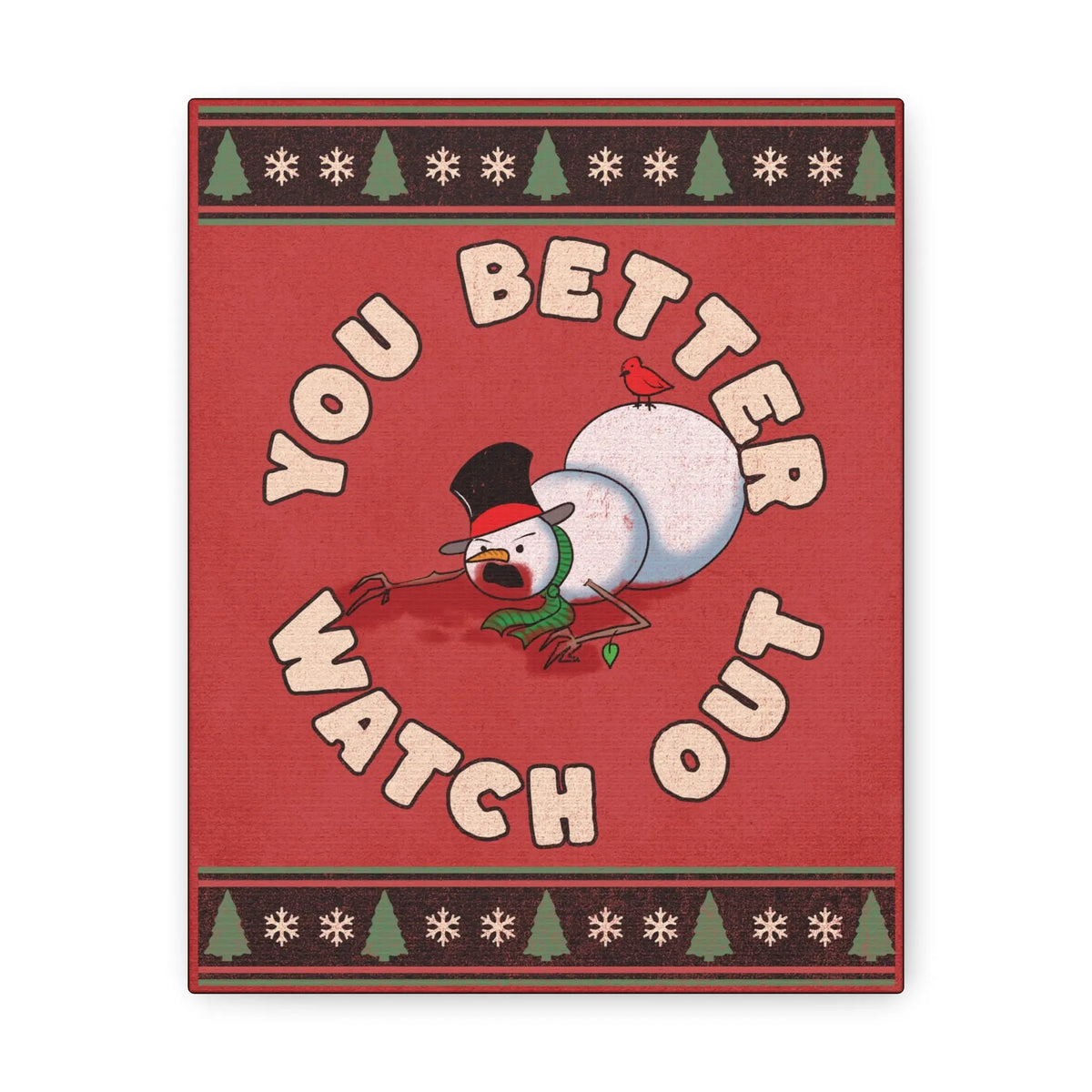 Canvas Wall Art Zombie Snowman Printify