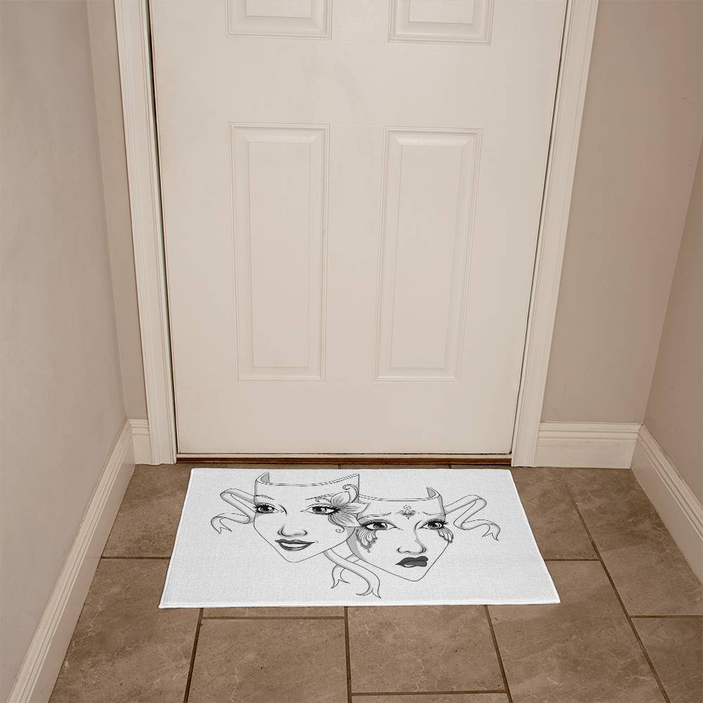 Drama Mask Welcome Mat – Gothic Theatre Outdoor/Indoor Doormat