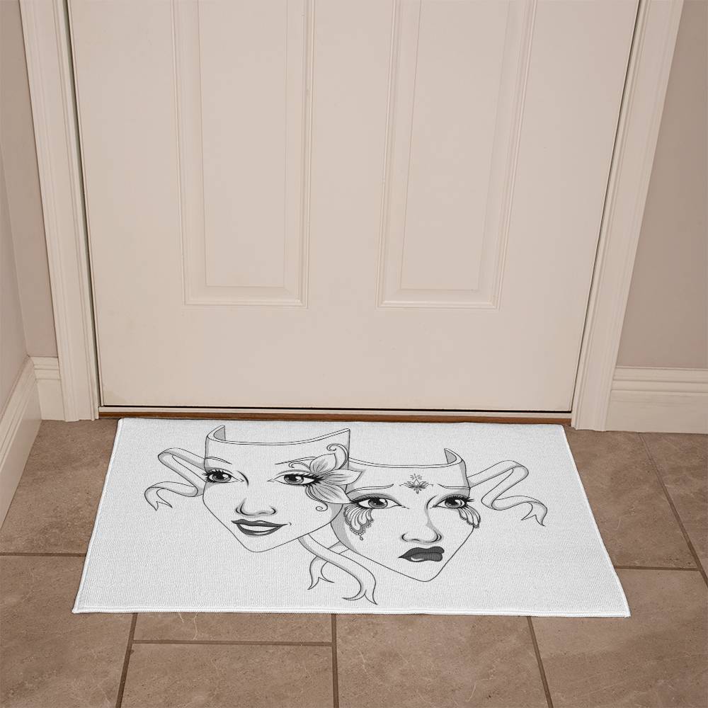 Drama Mask Welcome Mat – Gothic Theatre Outdoor/Indoor Doormat