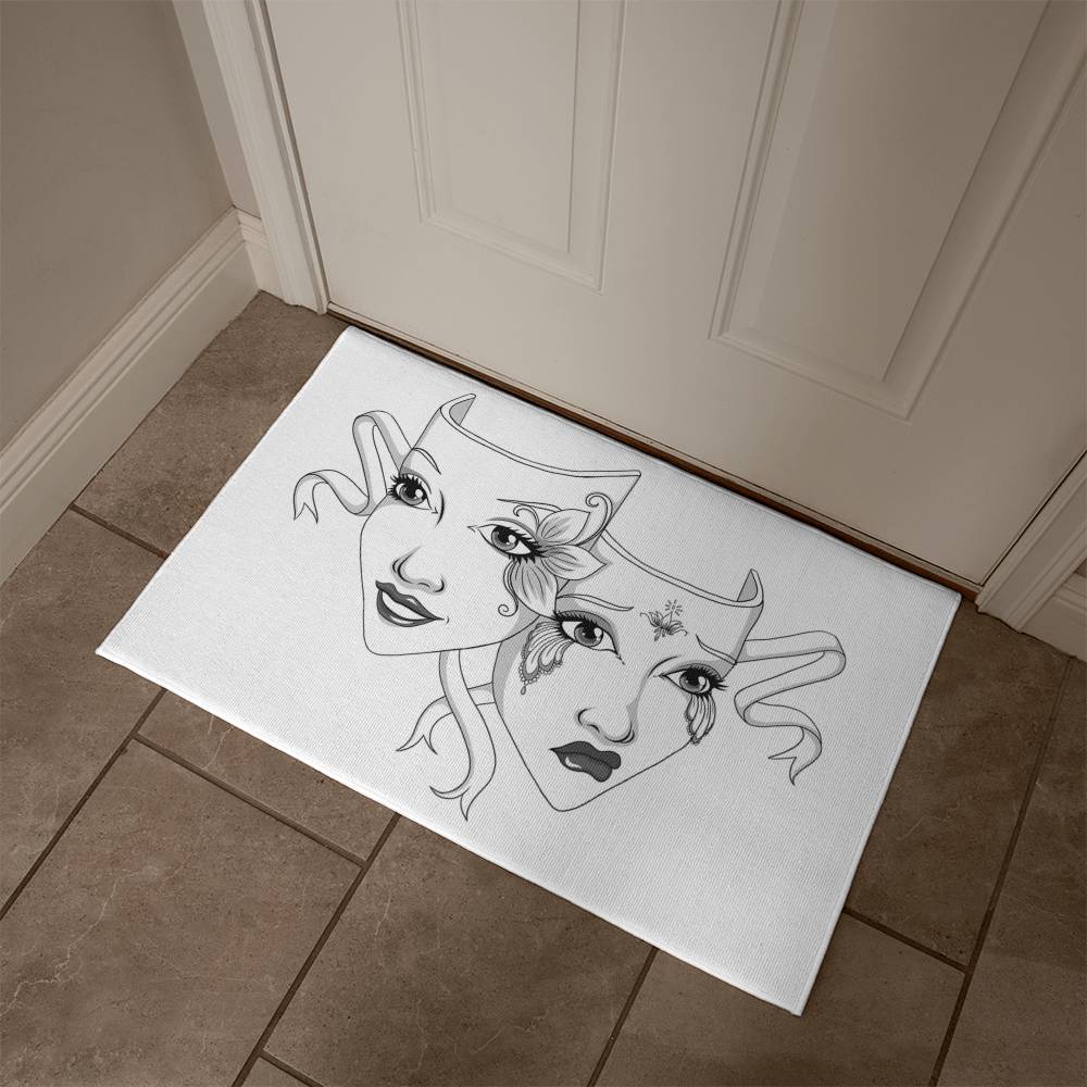 Drama Mask Welcome Mat – Gothic Theatre Outdoor/Indoor Doormat