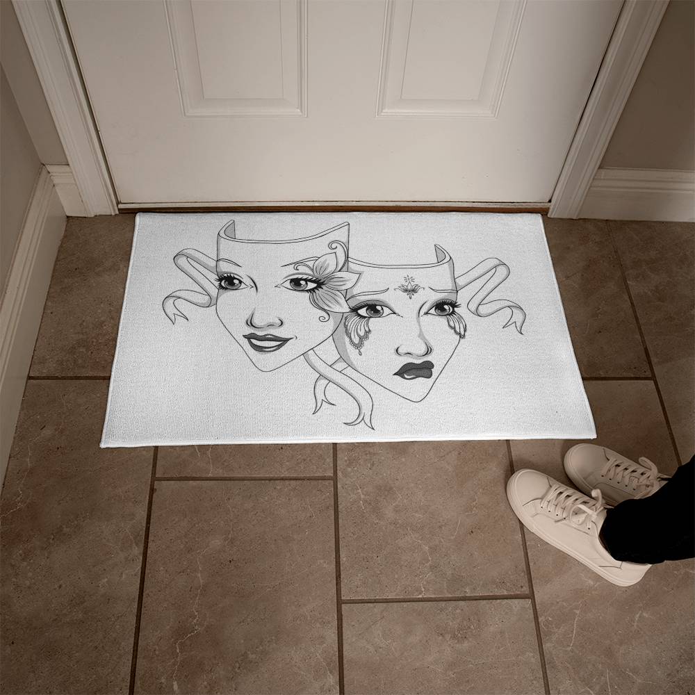 Drama Mask Welcome Mat – Gothic Theatre Outdoor/Indoor Doormat