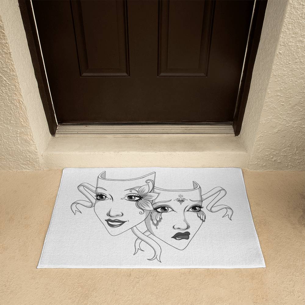Drama Mask Welcome Mat – Gothic Theatre Outdoor/Indoor Doormat