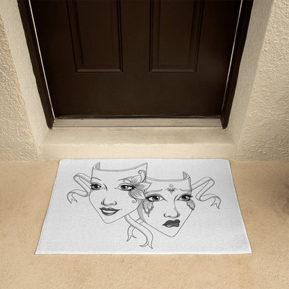 Drama Mask Welcome Mat – Gothic Theatre Outdoor/Indoor Doormat