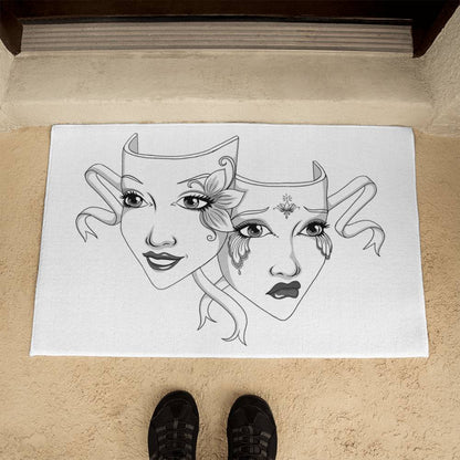 Drama Mask Welcome Mat – Gothic Theatre Outdoor/Indoor Doormat
