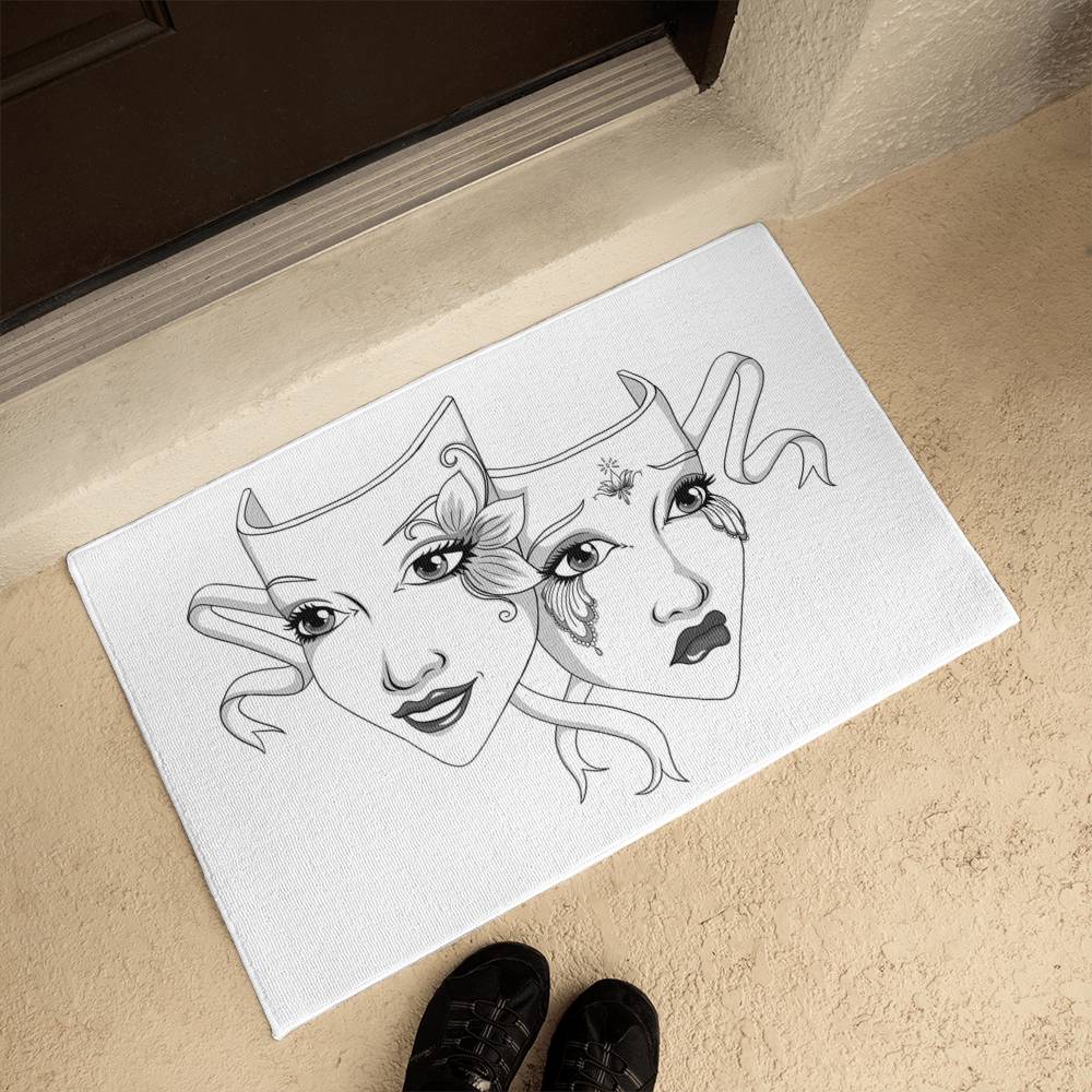 Drama Mask Welcome Mat – Gothic Theatre Outdoor/Indoor Doormat