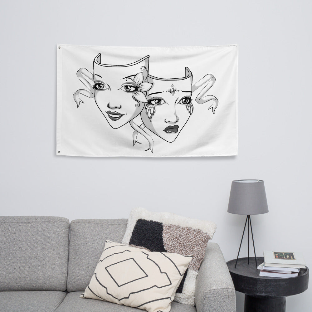 Theater Lover's Flag with Drama Masks