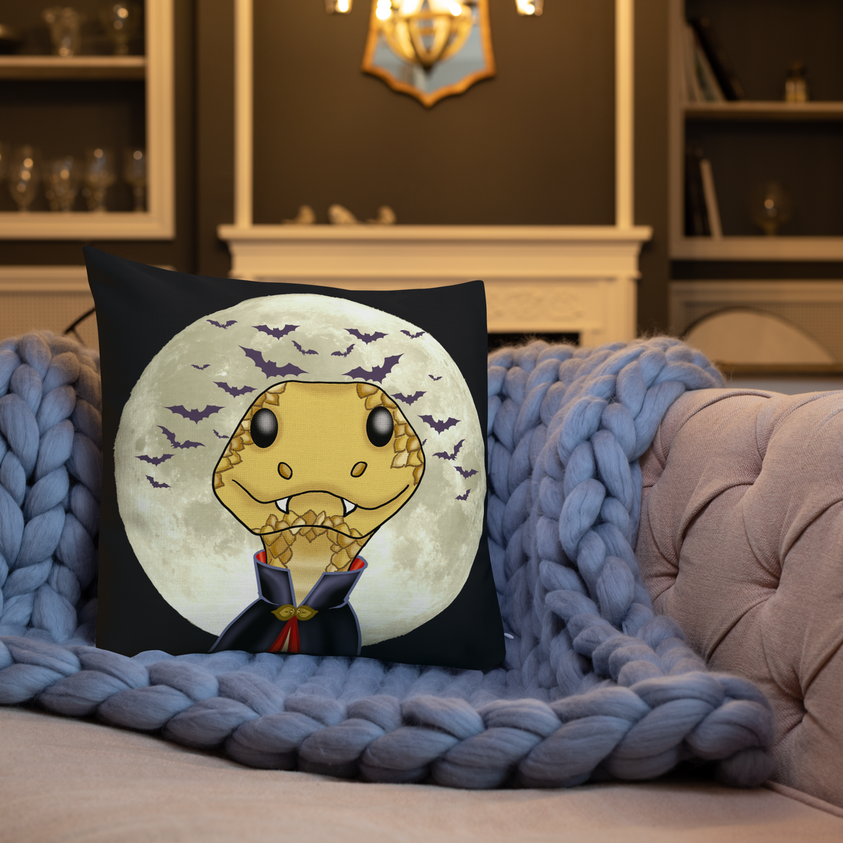 Count Sssnacula Vampire Snake Premium Pillow