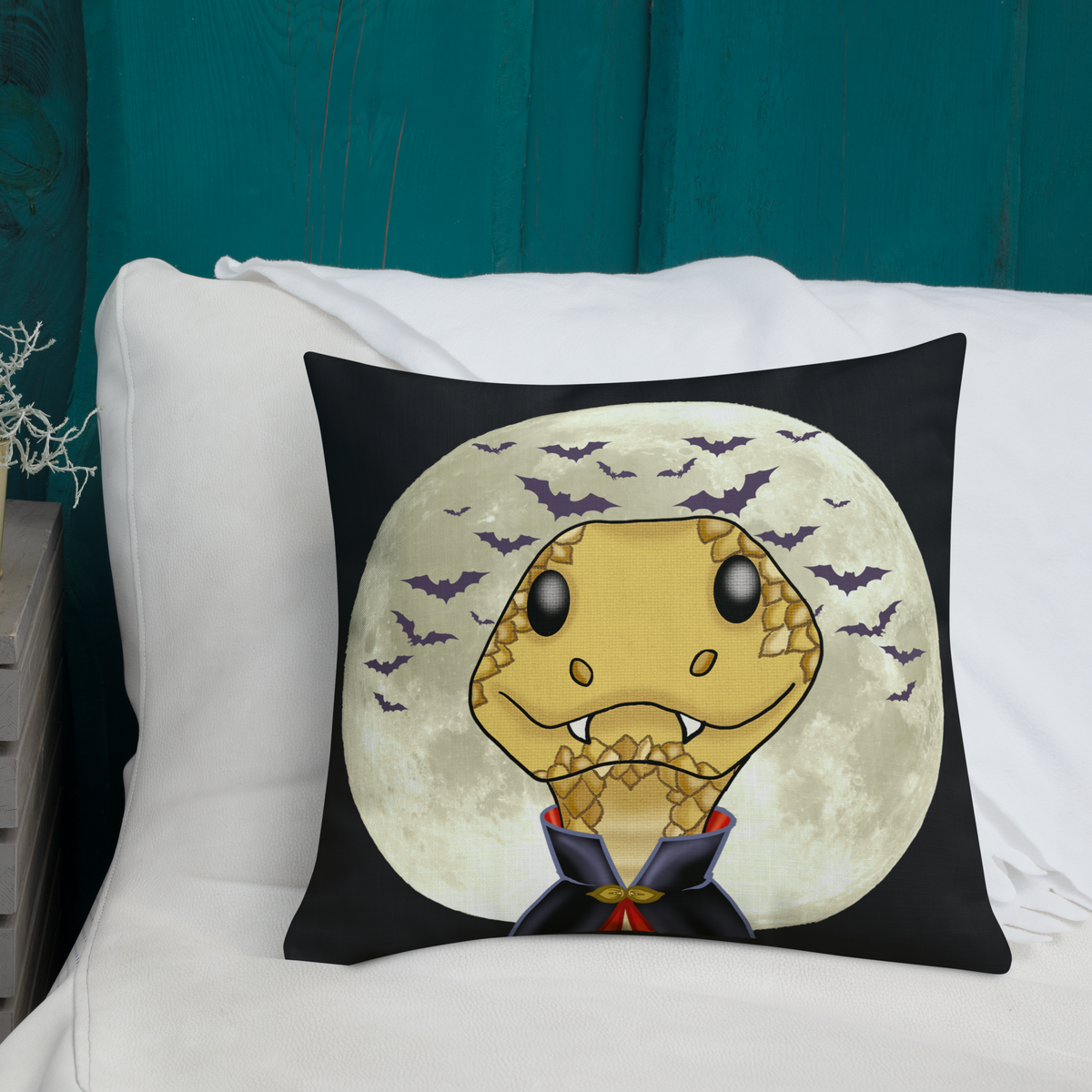 Count Sssnacula Vampire Snake Premium Pillow