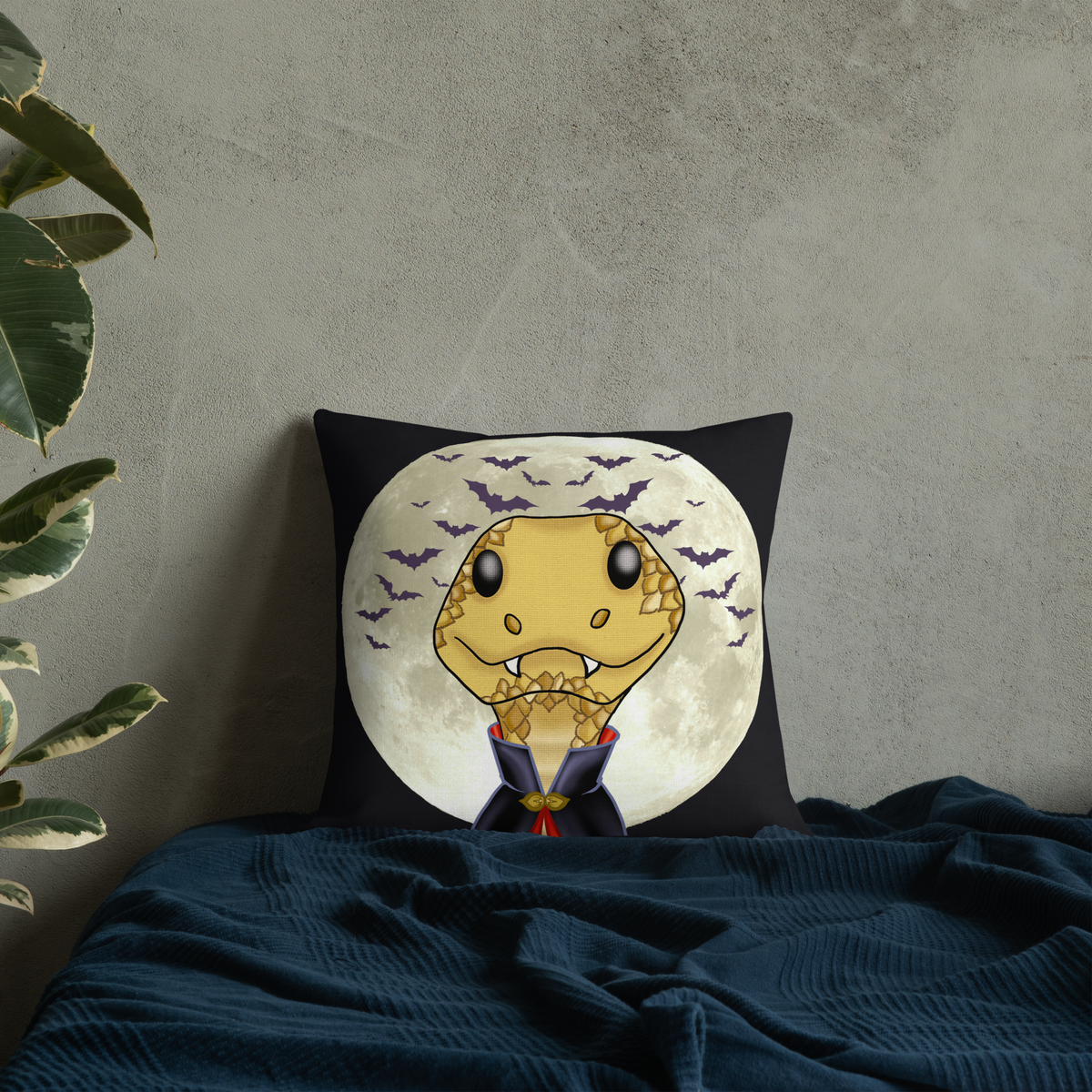 Count Sssnacula Vampire Snake Premium Pillow