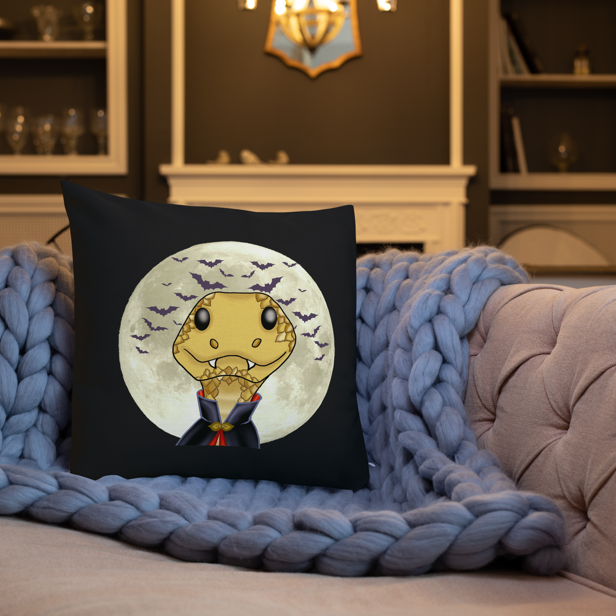 Count Sssnacula Vampire Snake Premium Pillow