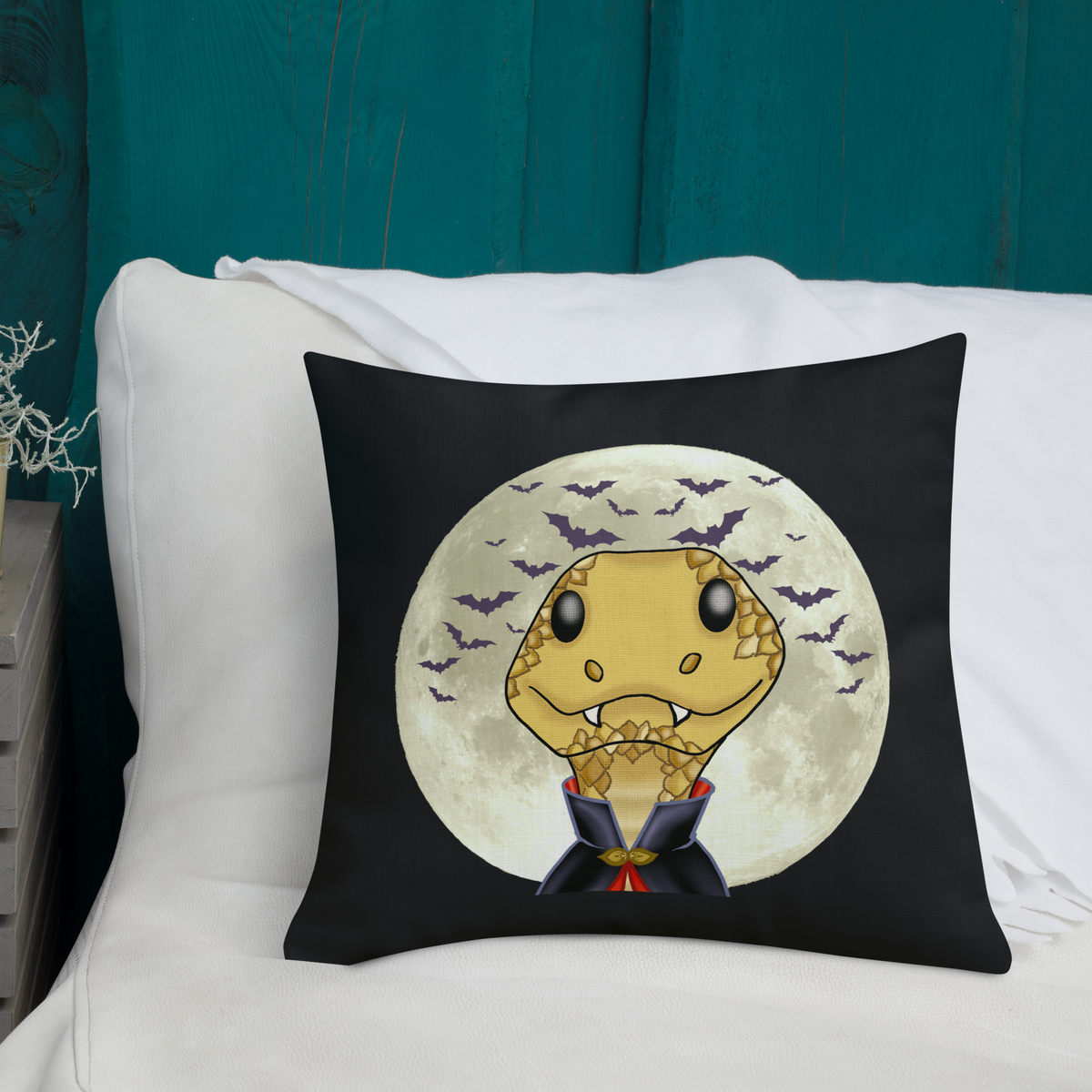 Count Sssnacula Vampire Snake Premium Pillow