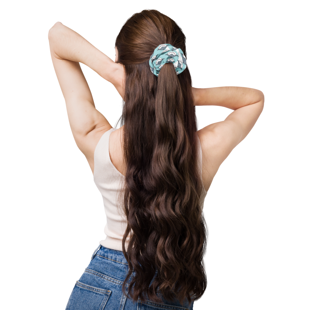 Cute Shark Scrunchie – Fun All-Over Print Hair Accessory with Bow