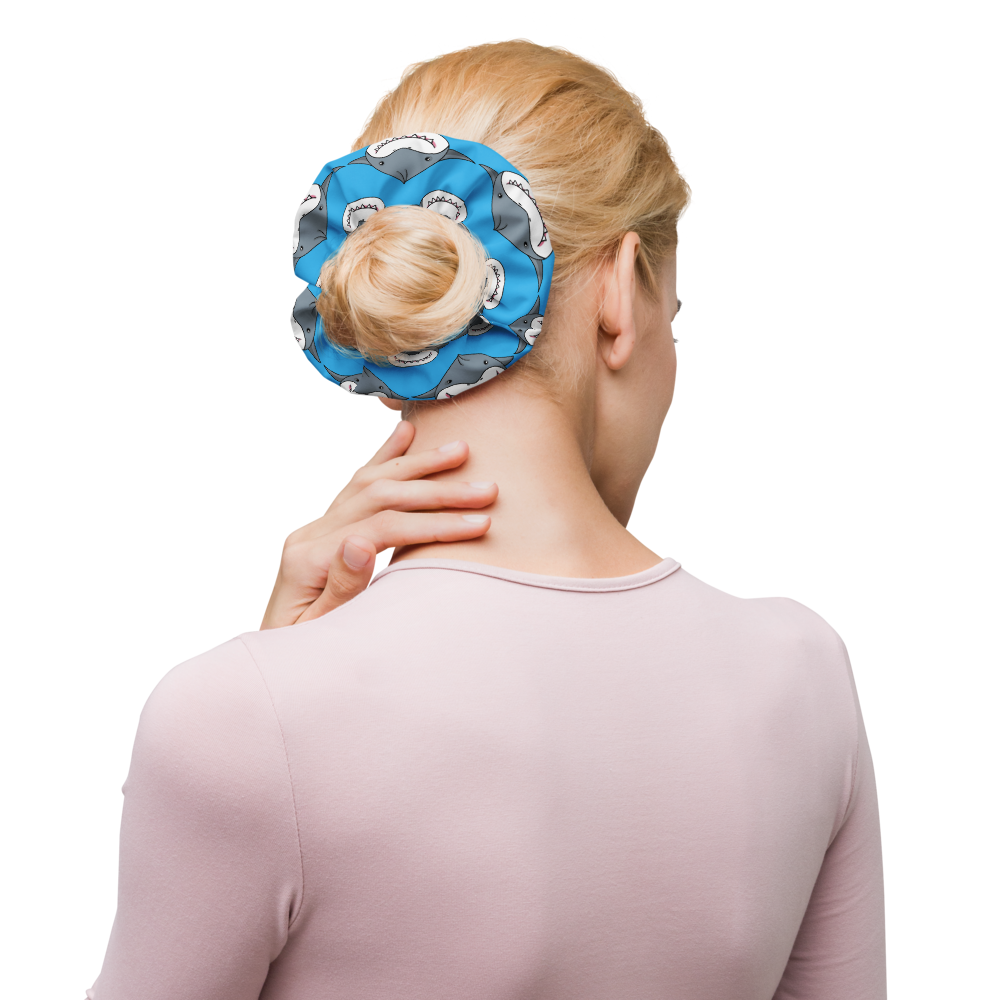 Shark Dumpling Recycled Scrunchie with Bow