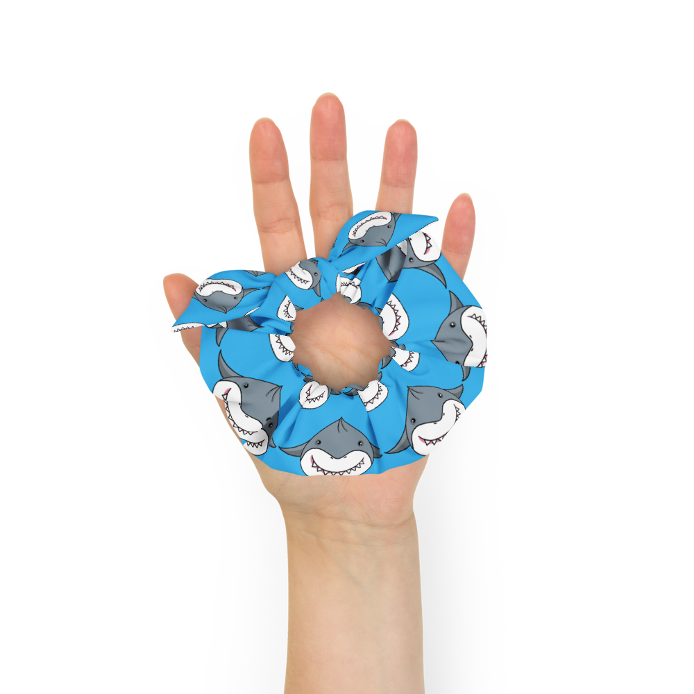 Shark Dumpling Recycled Scrunchie with Bow