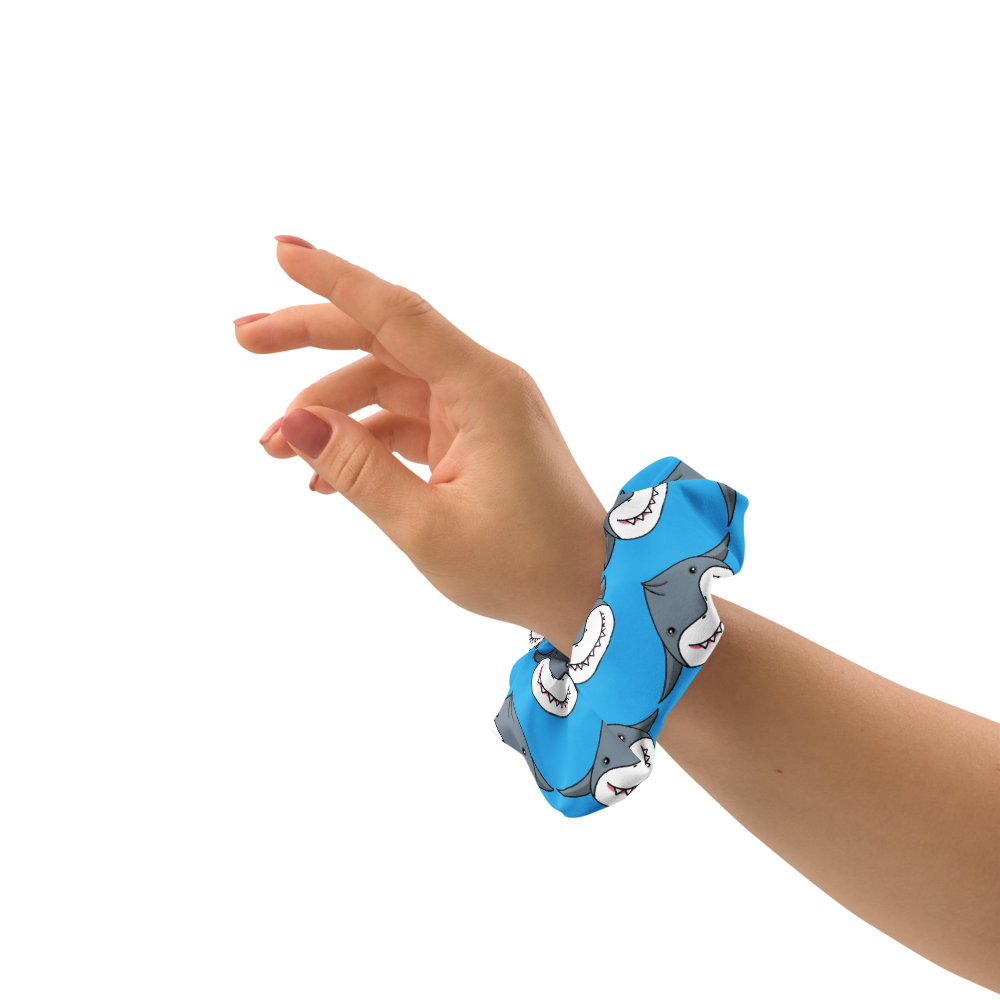 Shark Dumpling Recycled Scrunchie with Bow