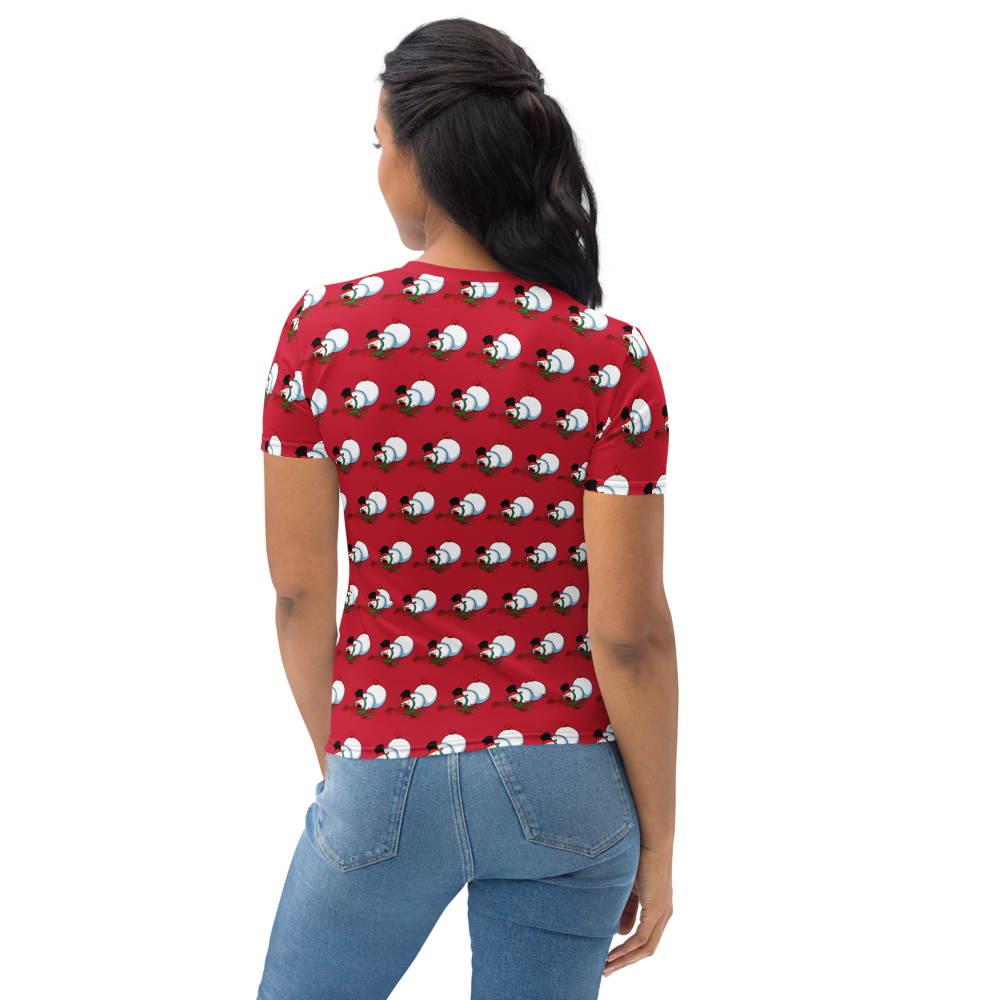 Zombie Snowman Christmas T-Shirt – All-Over Print Red Holiday Tee