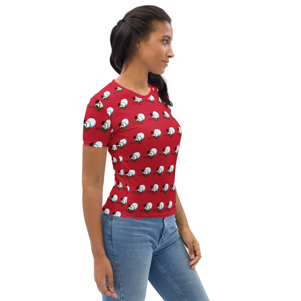Zombie Snowman Christmas T-Shirt – All-Over Print Red Holiday Tee