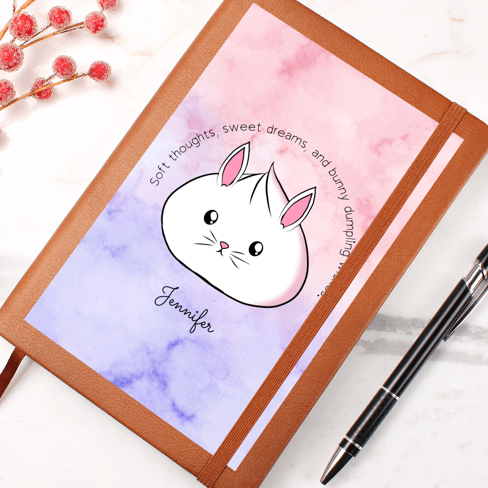 Personalized Cute Bunny Dumpling Journal, Kawaii Self Care Notebook
