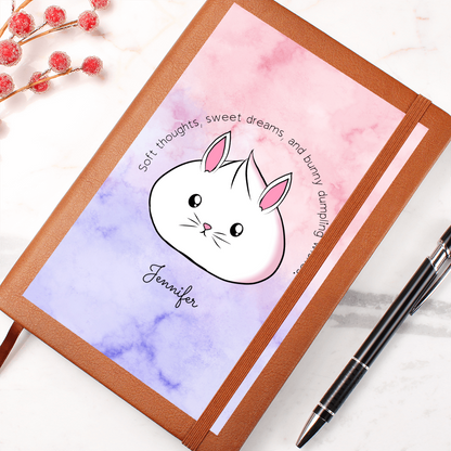 Personalized Cute Bunny Dumpling Journal, Kawaii Self Care Notebook