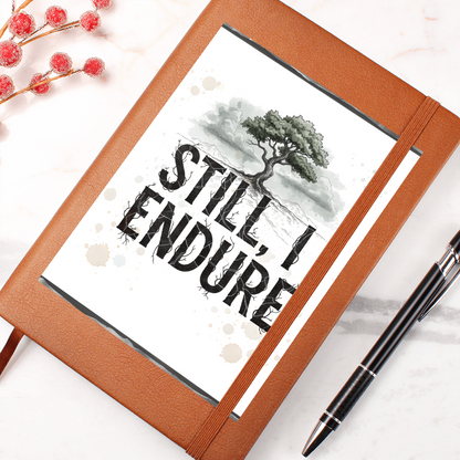 Still, I Endure Vegan Leather Journal – Inspirational Lined Notebook with Tree of Strength