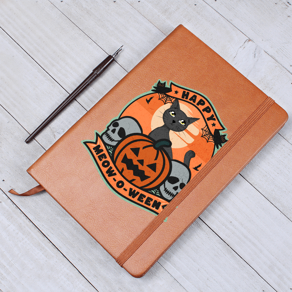 Happy Meow-o-Ween Vegan Leather Journal