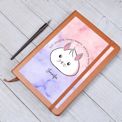 Personalized Cute Bunny Dumpling Journal, Kawaii Self Care Notebook